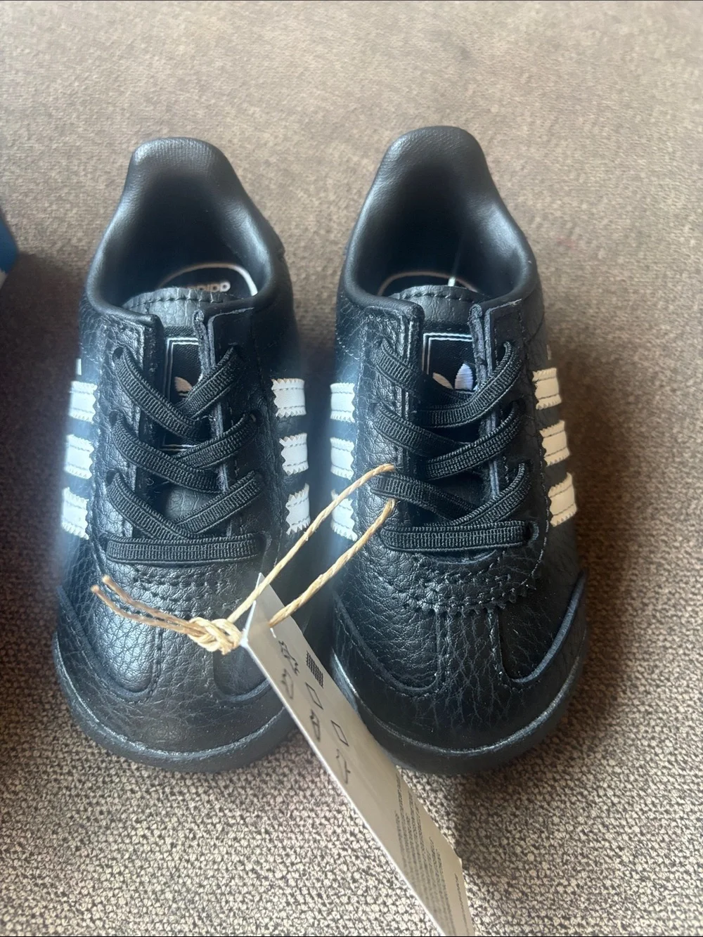 adidas Kids Black Sneakers with White Stripes